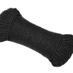 Corde travail polypropyl&egrave;ne noir 3 mm 50 m r&eacute;sistante UV intemp&eacute;ries