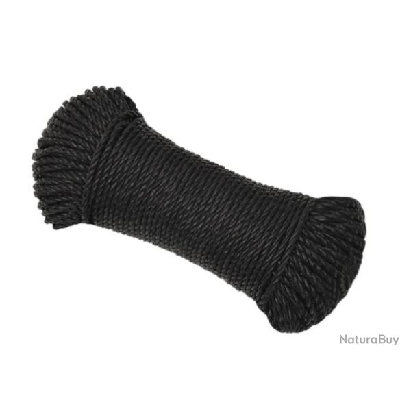 Corde travail polypropyl�ne noir 3 mm 50 m r�sistante UV intemp�ries