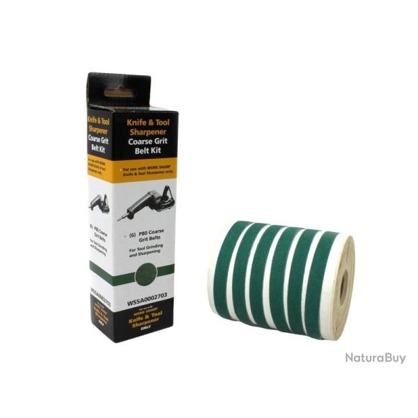 Lot de 6 bandes abrasives grossi�res Work Sharp WSKTS - Grain 80