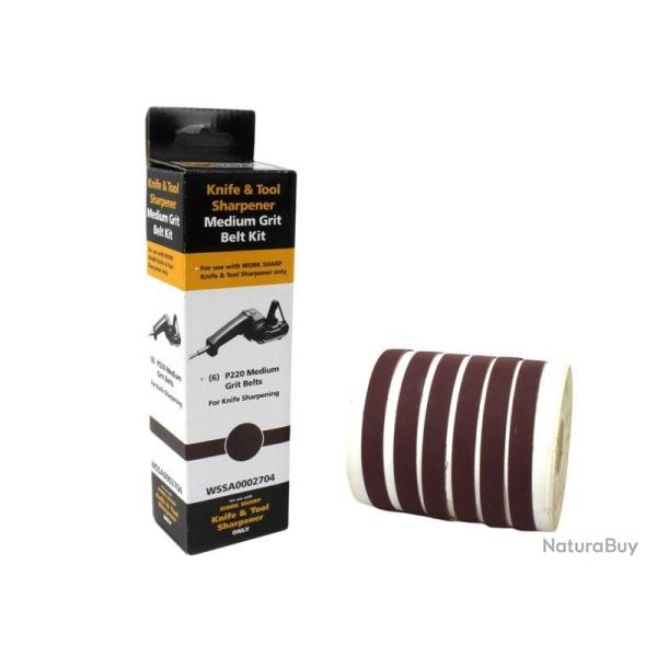 Lot de 6 bandes abrasives de d�grossissage Work Sharp WSKTS - Grain 220