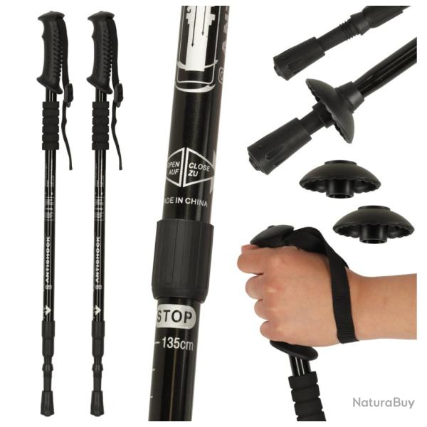 B�tons de Trekking Pliants R�glables 65-135 cm - Randonn�e Marche Nordique - Lot de 2