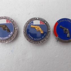 lot de 3 insignes de moniteurs de tir,police et douanes,&eacute;tat neuf