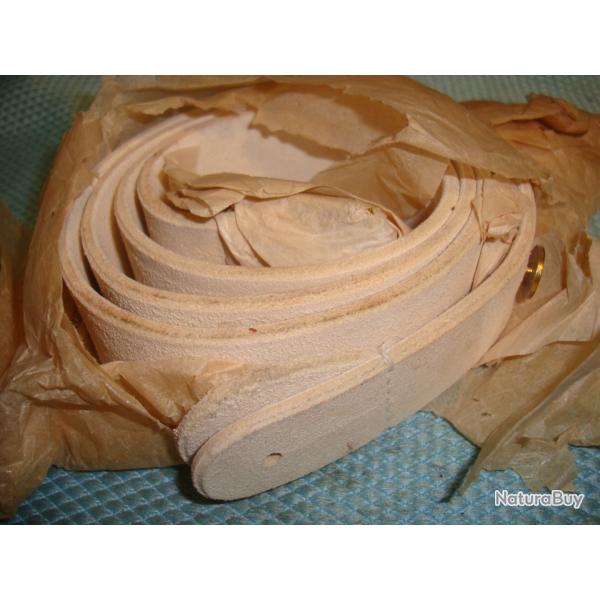 BRETELLE  EN BUFFLE BLANC  FRANCAISE GARNITURE LAITON