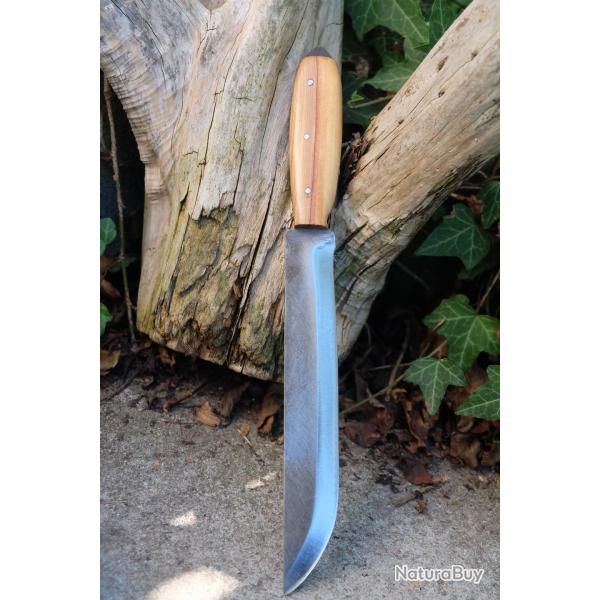 Couteau de Cuisine Style Japonais Lame Acier Carbone 1075 Manche Bois Fabric Artisanale