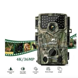 Cam&eacute;ra de Chasse 4K 36MP - Vision Nocturne 850nm - Carte 32Go + 8 piles - IP66