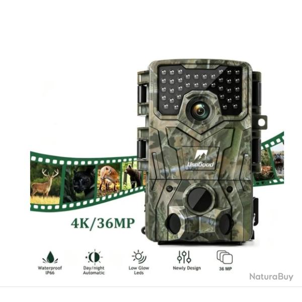 Cam�ra de Chasse 4K 36MP - Vision Nocturne 850nm - Carte 32Go + 8 piles - IP66