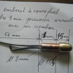 embout de canne fusil calibre 9 mm percussion annulaire