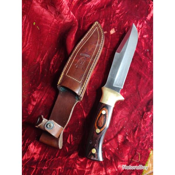 Poignard de chasse F. CROWNING- �tui cuir cousu- Longueur totale :27 cm