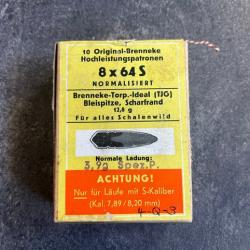 Boite de 10 cartouches 8 x 64 S Brenneke - balle TJG de 12.8 g  - PRIX PORT COMPRIS