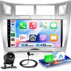 Autoradio 2G+64G Android 15 pour Toyota Yaris/Vizi 2005-2011, 9'' IPS HD 1280*720P &Eacute;cran Tactile Ste