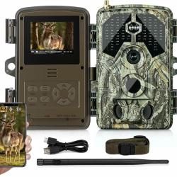 Cam&eacute;ra de chasse 64 MP 4K avec vision nocturne Wi-Fi et Bluetooth, d&eacute;tecteur de mouvement pour chass