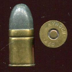 .450 BullDog - marquage : KYNOCH 450 - grosse amorce cuivre - &eacute;tui laiton - PRIX PORT COMPRIS