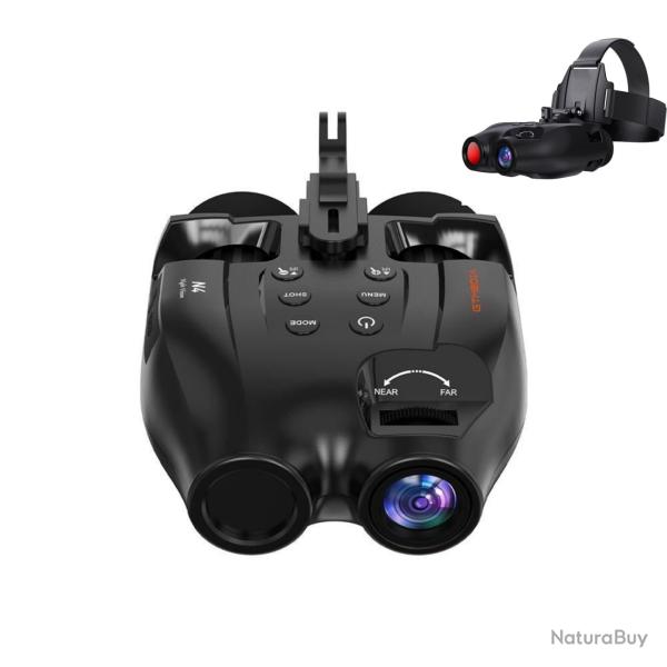 Jumelles Vision Nocturne Infrarouge N4 Full HD 1080p Zoom 5x Portee 300 m Casque Chasse GTMEDIA