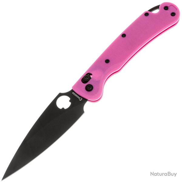 Couteau Pliant Daggerr Sting Slim Lame Acier VG-10 PVD Manche G10 Rose Crossbar Lock DGRFM022SPKB -