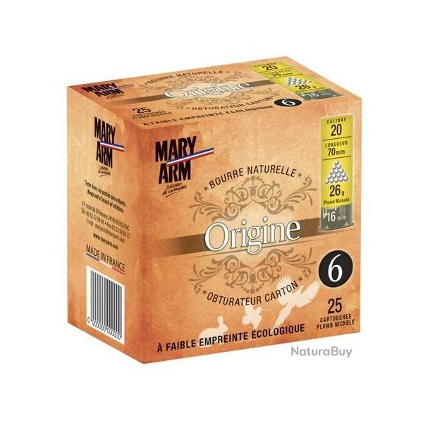 250 Cart. plomb nickel� mary arm origine cal. 20 / 70 mm n� 7 26g bourre naturelle bte 25