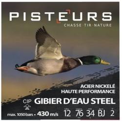 250 Cart. acier nickel&eacute; pisteurs gibier d'eau steel cal. 12 / 76 mm n&deg; 4 34g jma32 bte 25