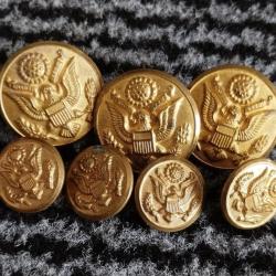 Lot de boutons d'uniforme militaire de l'arm&eacute;e am&eacute;ricaine (US Army)