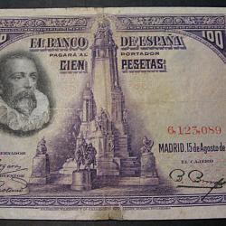 Espagne , billet de 100  Pesetas ttb 1928