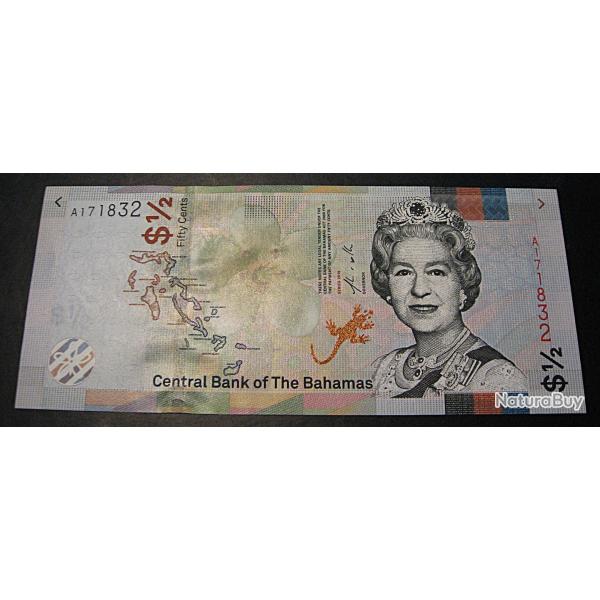 Bahamas , billet de 50 cents 1/2$  2019 superbe