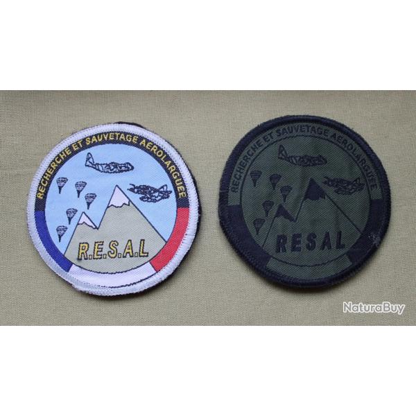 Lot de 2 Ecussons R.E.S.A.L Recherche et sauvetage A�rolargu�e HV et BV