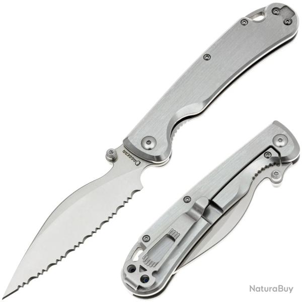 Couteau Pliant Daggerr Pelican Lame Acier VG-10 Serrated Manche Acier Inox Frame Lock DGRF23FSSSV