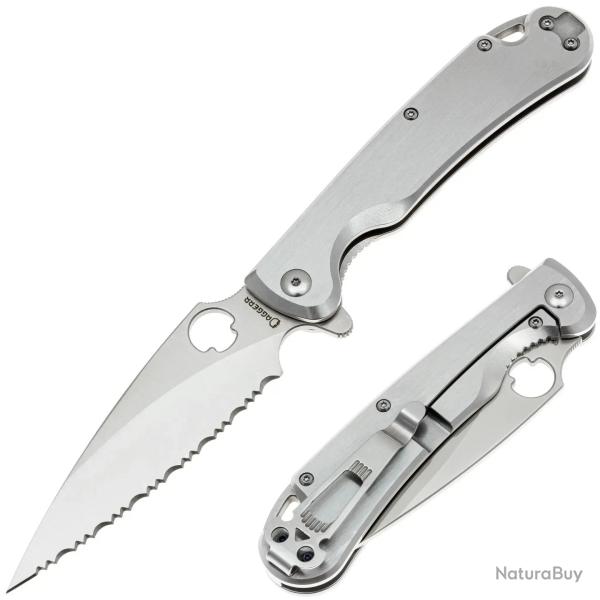 Couteau Pliant Daggerr Zhalo Lame Acier VG-10 Serrated Manche Acier Inox Frame Lock DGRF22FSSSV