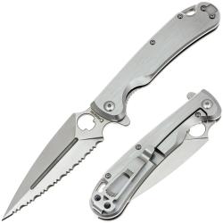 Couteau Pliant Daggerr Arrow Lame Acier VG-10 Serrated Manche Acier Inox Frame Lock DGRF21FSSSV