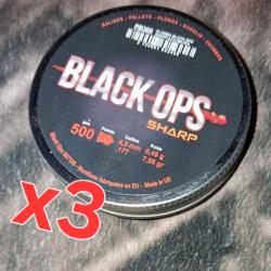 Plombs Black ops Sharp &agrave; t&ecirc;te pointue cal.4.5 mm par 500/ par 3 boites
