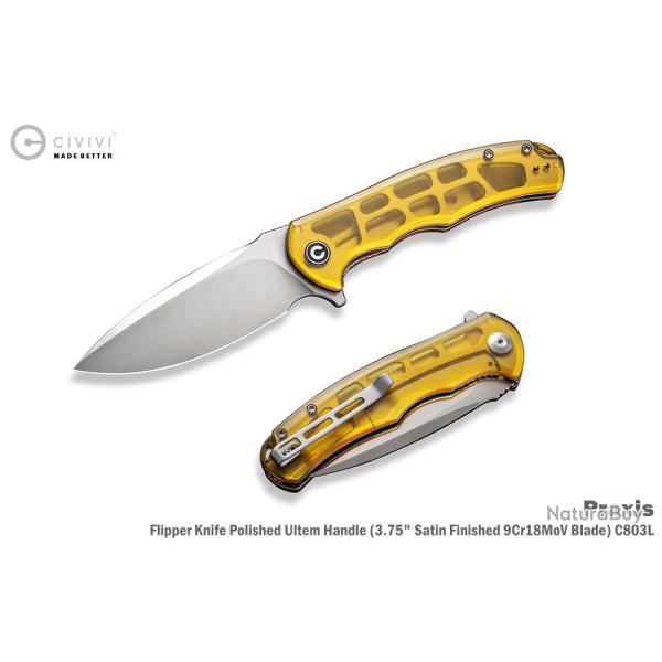 Couteau Pliant Civivi Praxis Lame Satin�e Acier 9Cr18MoV Manche Ultem Linerlock CIVC803L