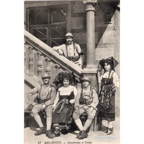 Carte Postale Mulhouse Alsaciennes et Poilus -N�8700