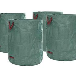 Sacs d&eacute;chets jardin polypropyl&egrave;ne vert 500 L pliables r&eacute;sistants lot 4