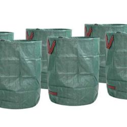 Sacs d&eacute;chets jardin polypropyl&egrave;ne vert 300 L pliables r&eacute;sistants lot 12