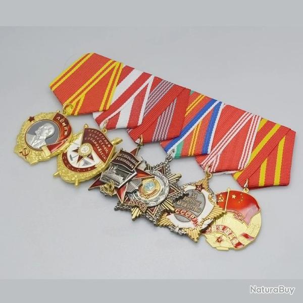 Barrettes de rubans URSS m�dailles sovi�tiques Ordre Drapeau Rouge L�nine militaria