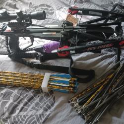 Pack Arbal&egrave;te siege 300 EK   , super lot 59 traits, housse ,arc cordes , c&acirc;bles , cire