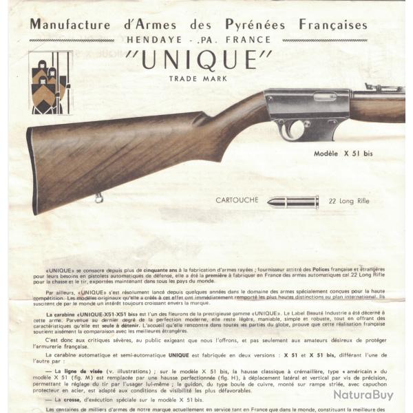 Notice carabine UNIQUE X-51 & X-51 bis
