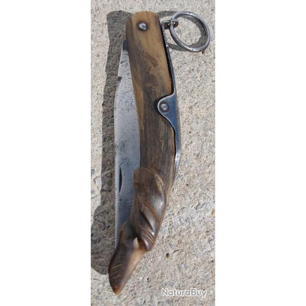 couteau cornillon � palme t�te de chien