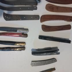 gros lot de couteaux &agrave; r&eacute;parer, lames, plaquettes, ressorts