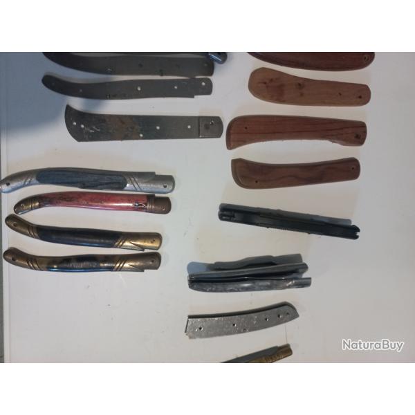 gros lot de couteaux � r�parer, lames, plaquettes, ressorts