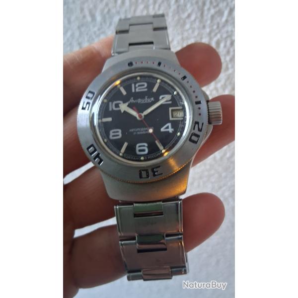 VOSTOK "AMPHIBIA" MONTRE AUTOMATIQUE STYLE MILITAIRE 31 RUBIS FABRIQUEE EN RUSSIE ANNEES 2020 TBE