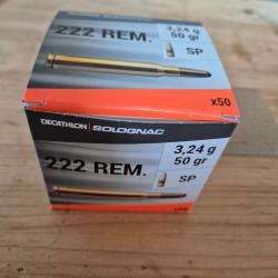 Lot de 95 cartouches 222 REM SP SOLOGNAC