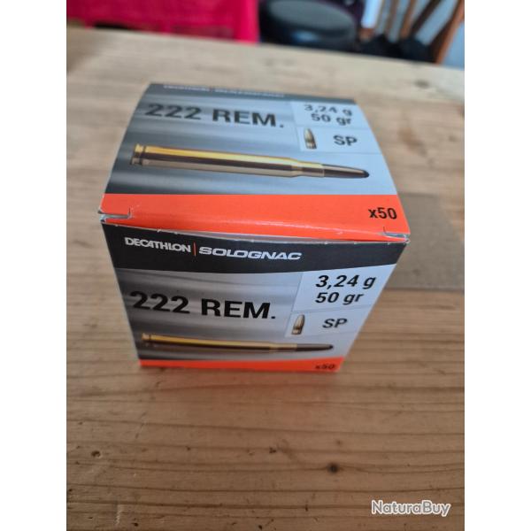 Lot de 95 cartouches 222 REM SP SOLOGNAC