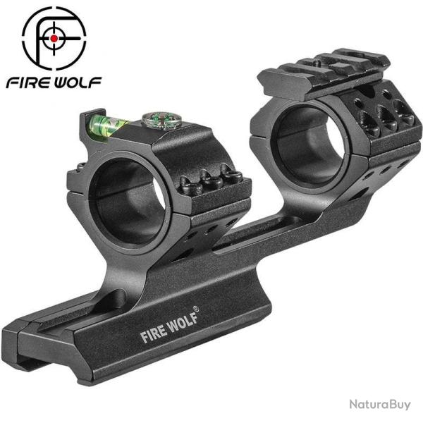 Monobloc de lunette 25,4 mm / 30 mm - Rail Picatinny / Weaver - Fire Wolf - Niveau - Boussole