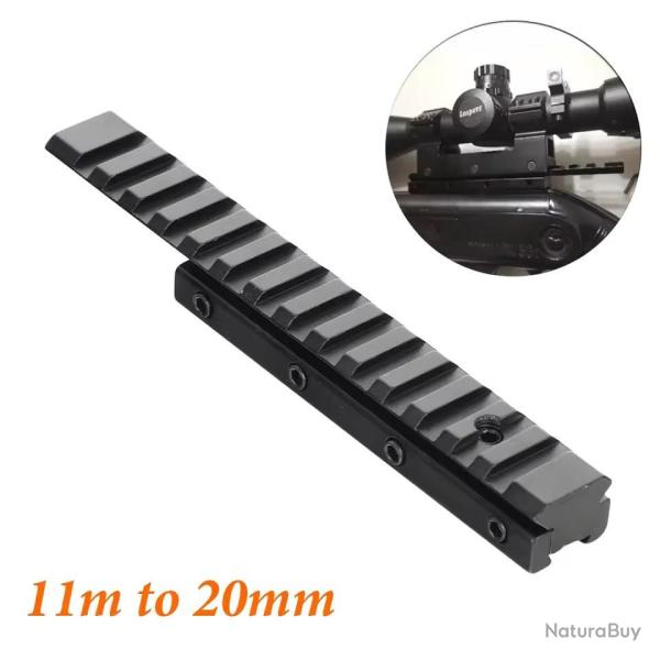 Adaptateur de rail de 11 mm � 20 mm, de type queue d'aronde, 155 mm - Aluminium