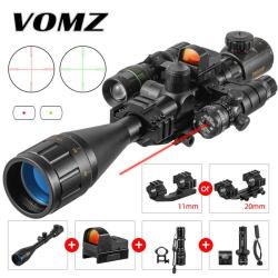 PACK Lunette 6-24X50 AOEG VOMZ, Viseur Holographique 4 R&eacute;ticules + Point Rouge + laser + lampe + mon