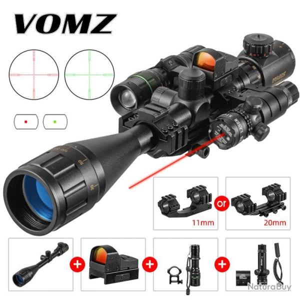 PACK Lunette 6-24X50 AOEG VOMZ, Viseur Holographique 4 R�ticules + Point Rouge + laser + lampe + mon