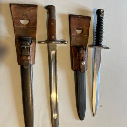 Lot baionnette k 31 schmidt rubin et Fass 57