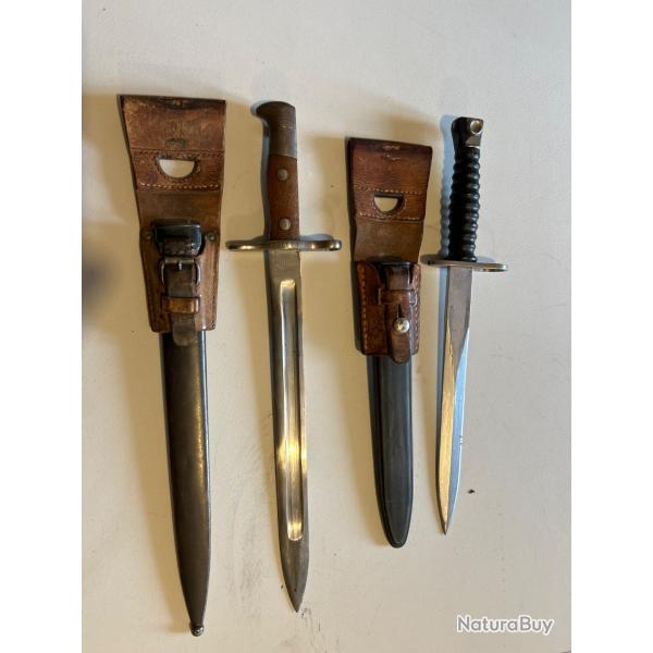 Lot baionnette k 31 schmidt rubin et Fass 57