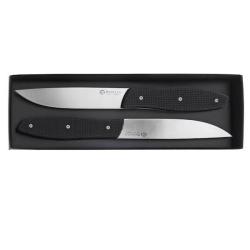 Coffret 2 couteaux &agrave; steak Maserin Micarta noir