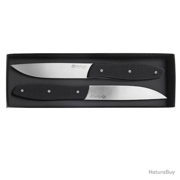 Coffret 2 couteaux � steak Maserin Micarta noir