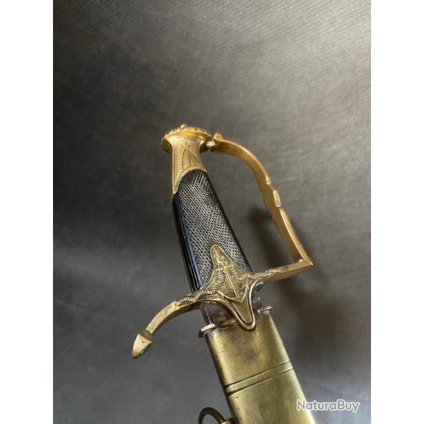 SABRE D'OFFICIER DE MARINE CONSULAT TYPE 1800 C�TES DE MELON ANCRE ENCORD�E SOLINGEN N.K VERS 1800